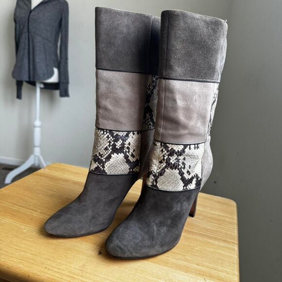 Reclaimed-vintage Women's Grey and Tan Boots - Picture 1 of 7